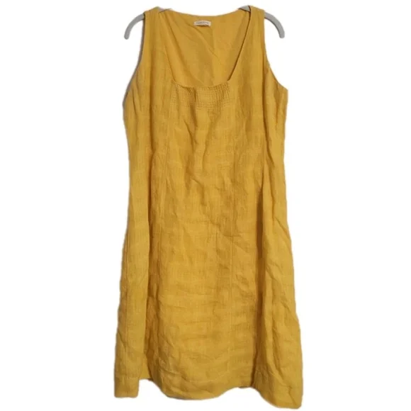 Eileen Fisher Lagenlook Linen Textured Midi Dress Lined Pockets Size M Minimal - Picture 2 of 9